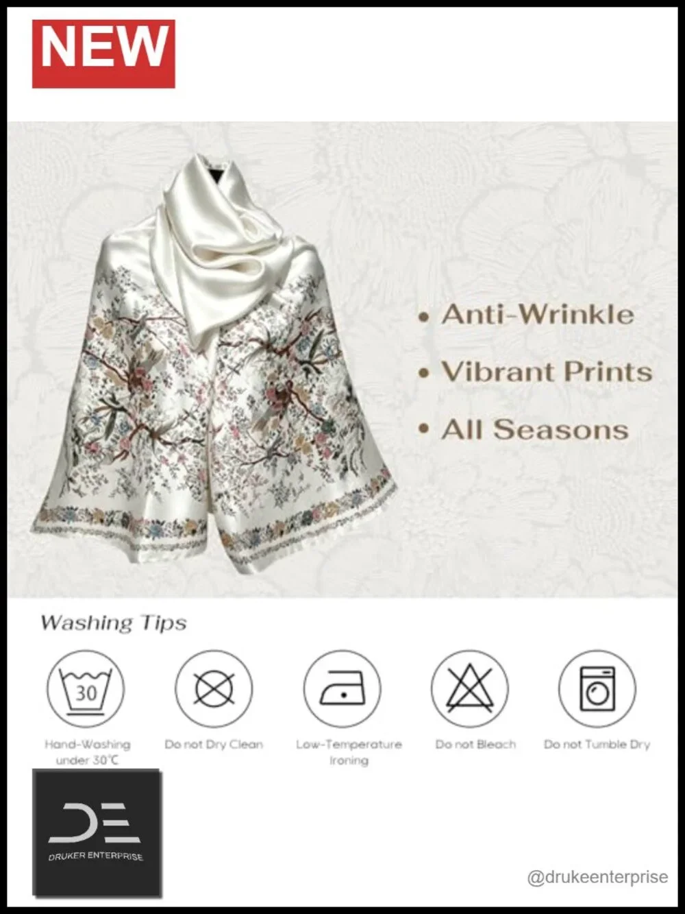 Large Satin Scarf Shawls for Women - 70x35 Inch Lightweight Summer Wrap